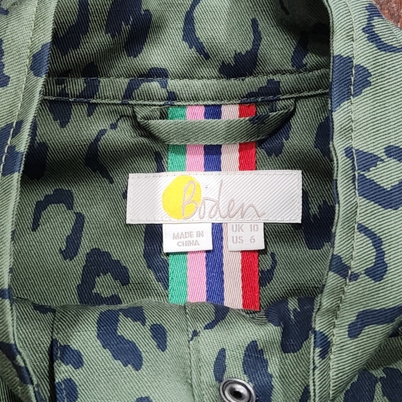 Boden Women's Hardwicke Leopard Print Green Military Utility Jacket Size 6 - Picture 4 of 9